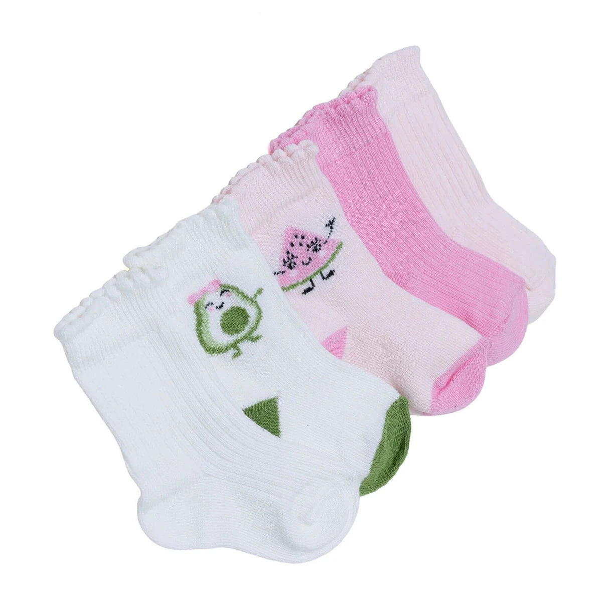 HelloBaby Fruit Print 5 Pack Ankle Baby Socks (Newborn to 4-5 Years) Light Pink - ebebek