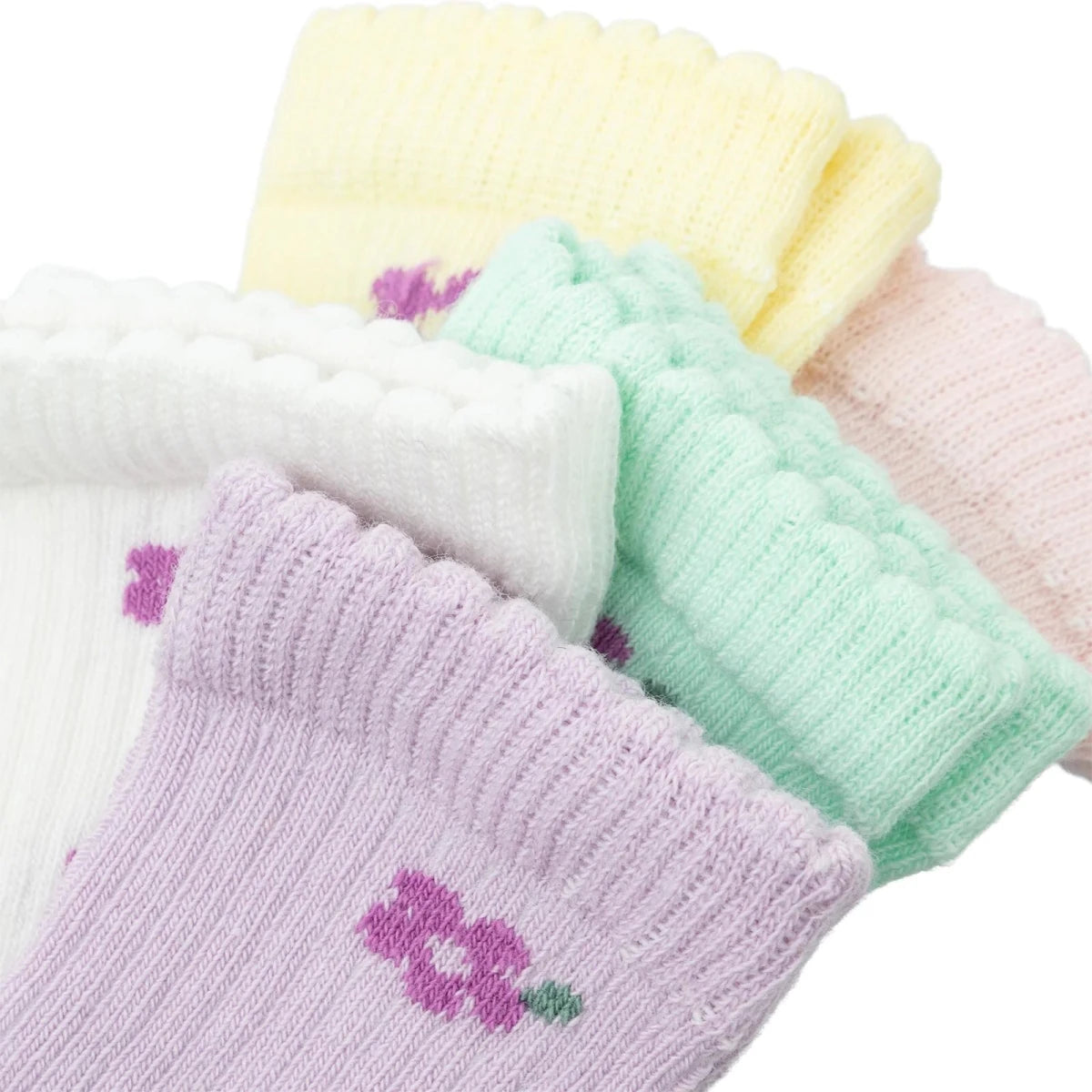HelloBaby Floral Print 5 Pack Ankle Baby Socks (Newborn to 4-5 Years) Purple - ebebek