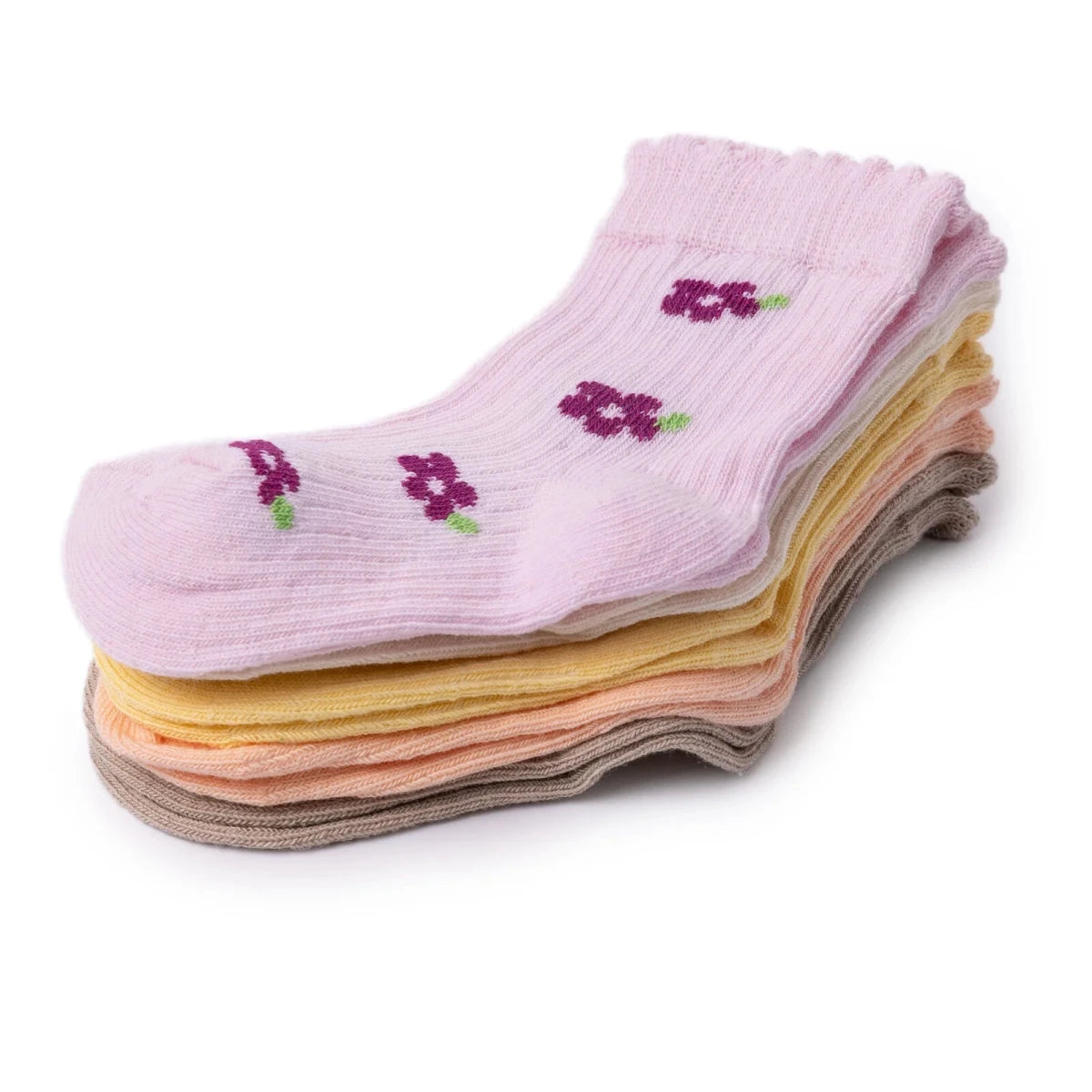 HelloBaby Floral Print 5 Pack Ankle Baby Socks (Newborn to 4-5 Years) Lilac - ebebek