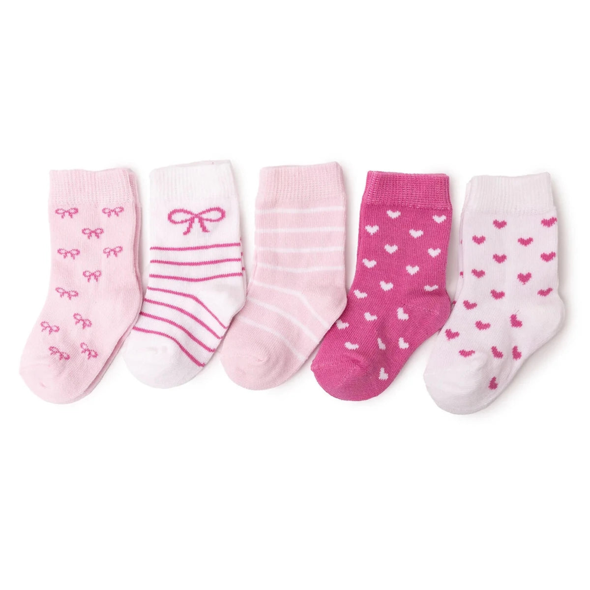 HelloBaby Bow Print 5 Pack Ankle Baby Socks (Newborn to 4-5 Years) Pink - ebebek