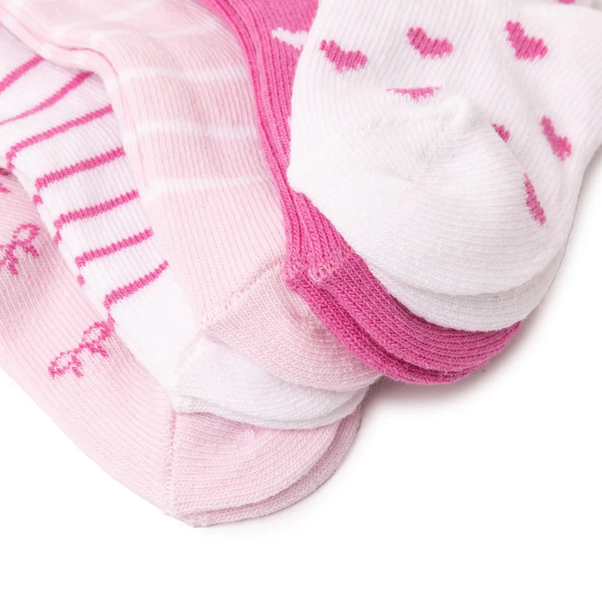 HelloBaby Bow Print 5 Pack Ankle Baby Socks (Newborn to 4-5 Years) Pink - ebebek