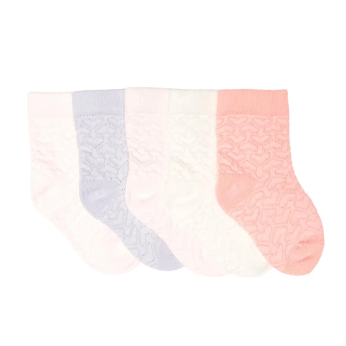 HelloBaby 5 Pack Heart Print Ankle Baby Socks (Newborn to 4-5 Years) Pink - ebebek