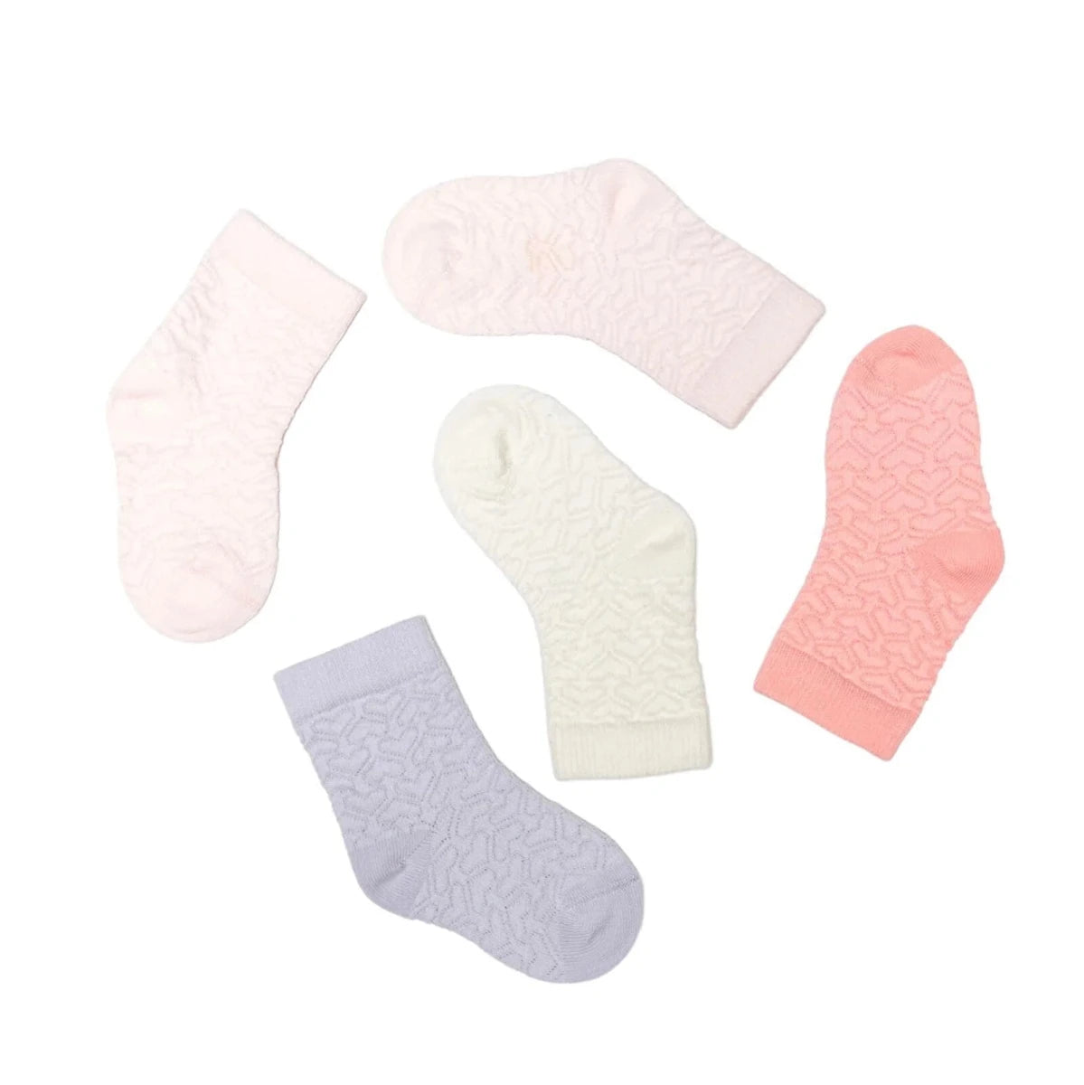 HelloBaby 5 Pack Heart Print Ankle Baby Socks (Newborn to 4-5 Years) Pink - ebebek