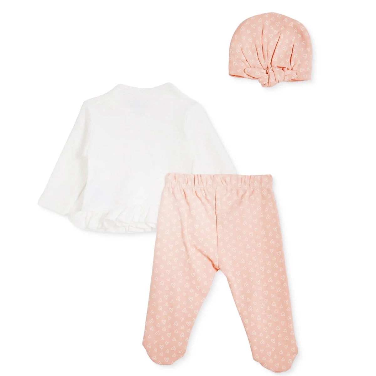 HelloBaby "Sweet Heart" Slogan Baby Hat, Vest & Bottoms Set (Newborn to 3-6 Months) Ecru Printed - ebebek