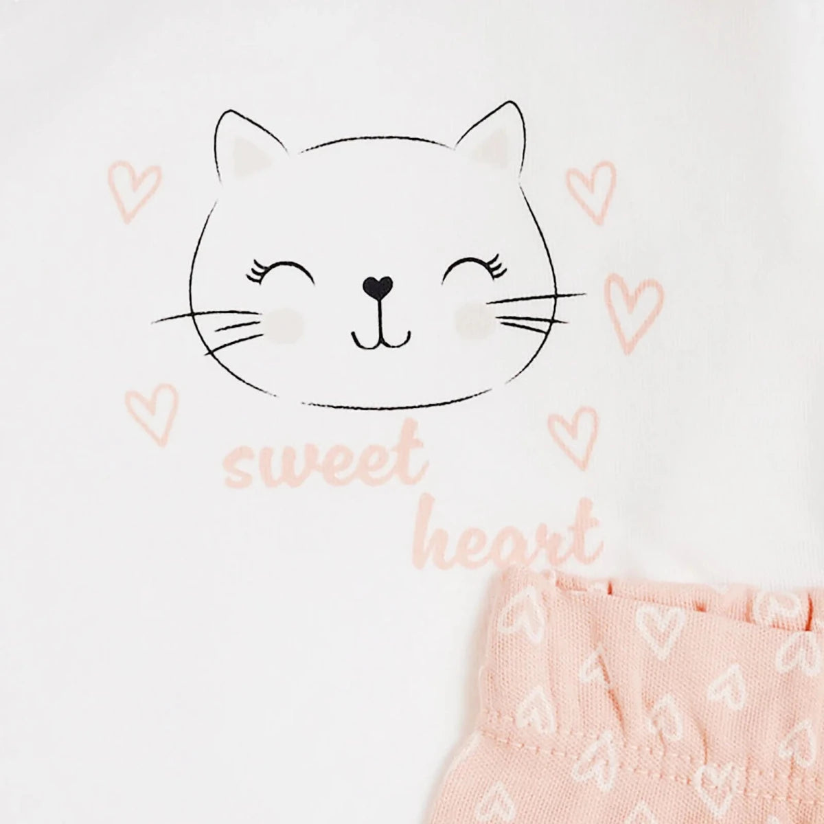 HelloBaby "Sweet Heart" Slogan Baby Hat, Vest & Bottoms Set (Newborn to 3-6 Months) Ecru Printed - ebebek