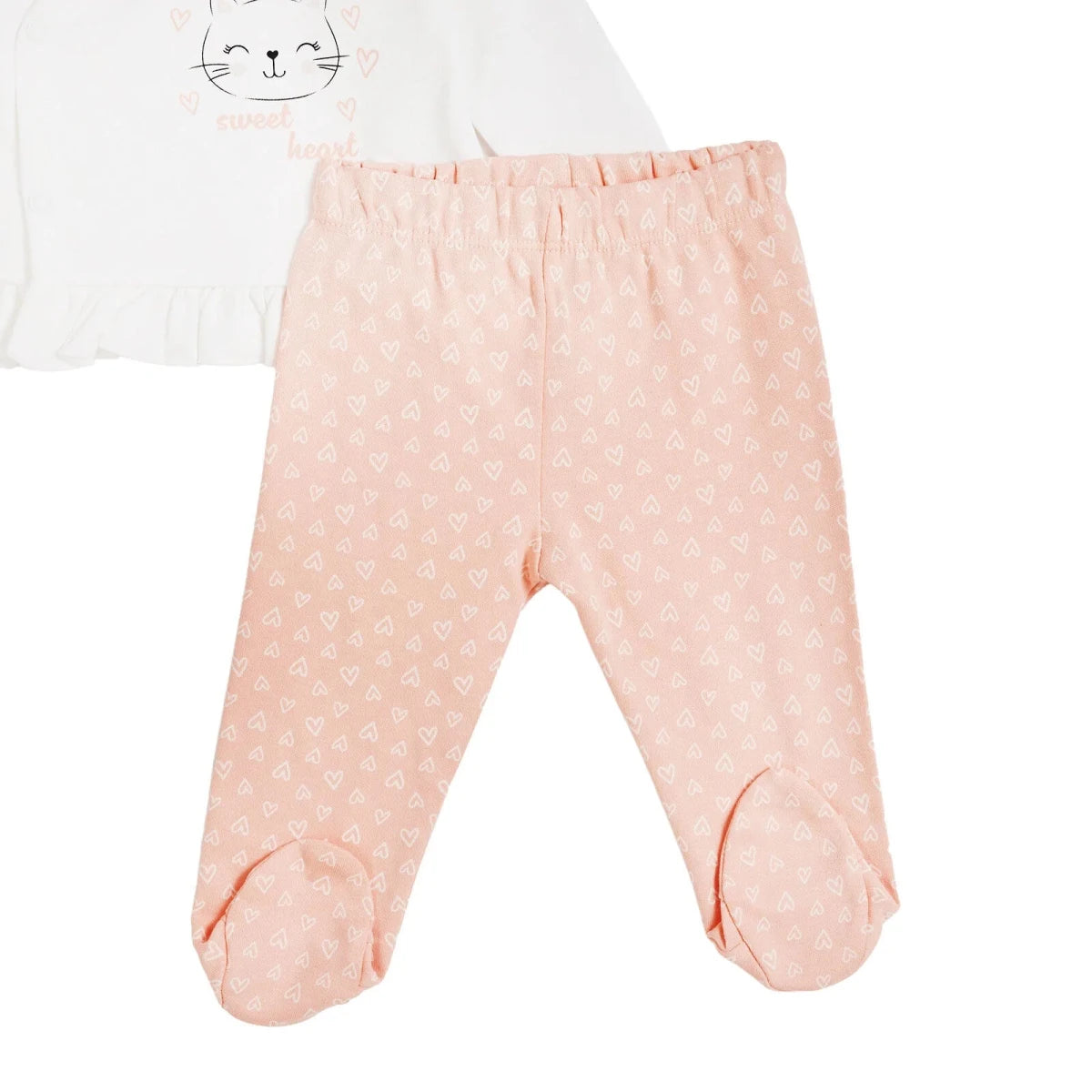HelloBaby "Sweet Heart" Slogan Baby Hat, Vest & Bottoms Set (Newborn to 3-6 Months) Ecru Printed - ebebek