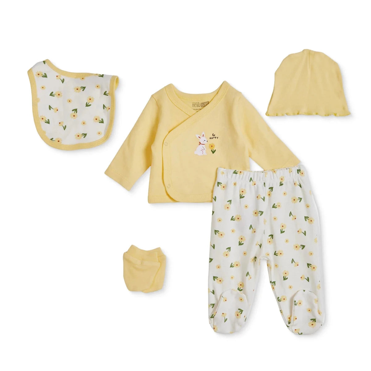 HelloBaby "Sweet Heart" Slogan Baby Hat, Vest & Bottoms Set (Newborn to 3-6 Months) Ecru Printed - ebebek