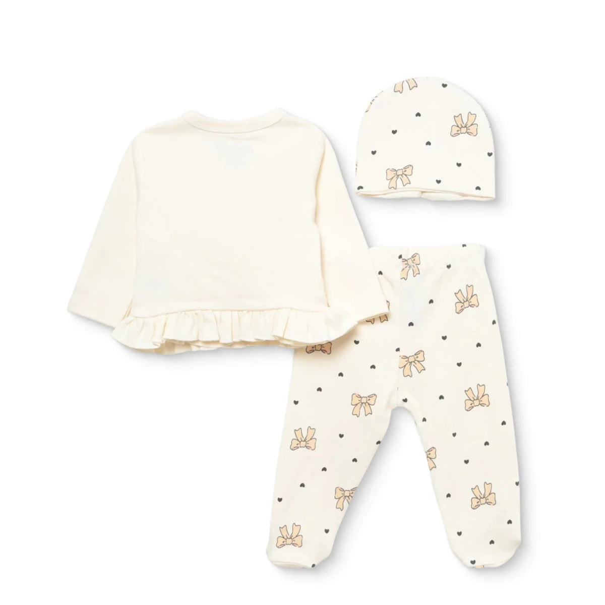 HelloBaby Floral Print Baby Hat, Vest & Bottoms Set (Newborn to 3-6 Months) Beige Printed - ebebek
