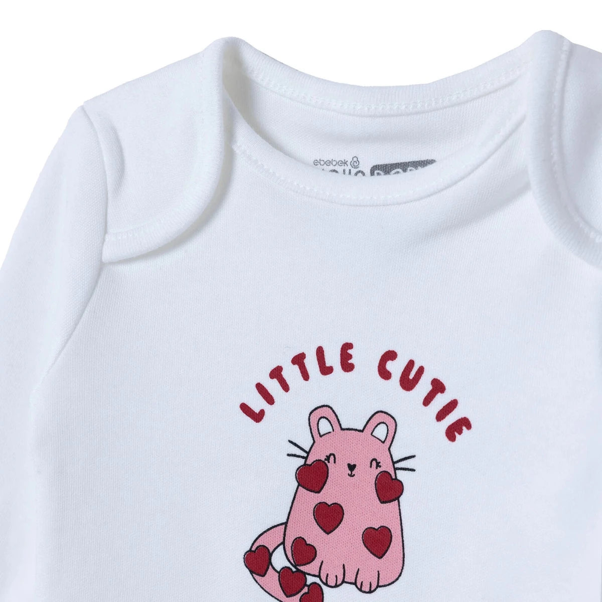 HelloBaby "Little Cutie" Slogan Baby Bodysuit, Hat & Bottoms Set (Newborn to 6-9 Months) Pink - ebebek