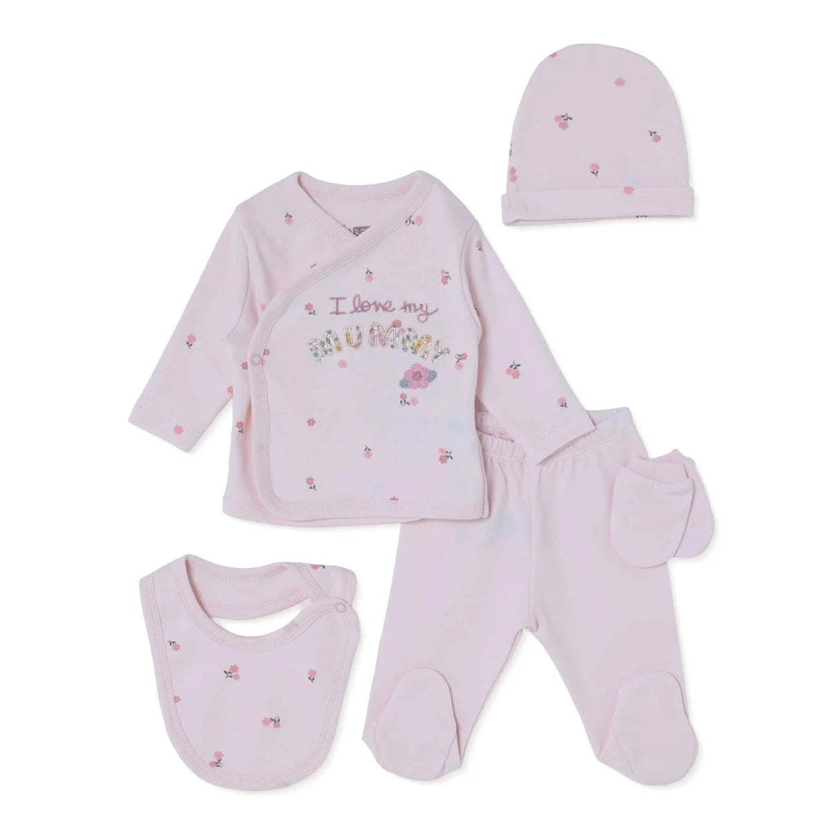 HelloBaby 5 Piece Floral Print Boxed Baby Hospital Bag Set (Newborn) Pink - ebebek