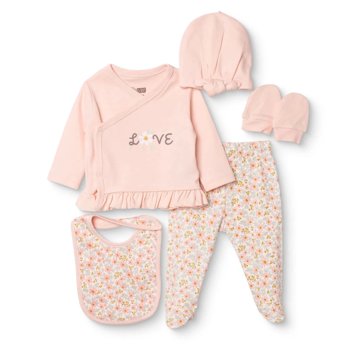 HelloBaby 5 Piece Floral Print Baby Hospital Bag Set (Newborn) Pink - ebebek