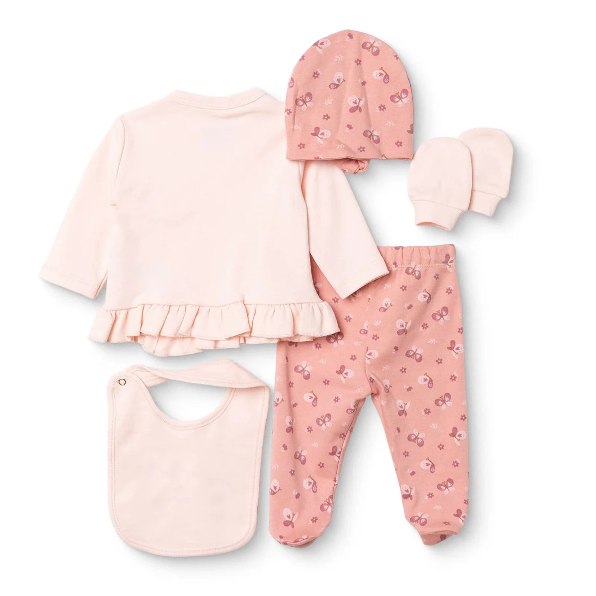 HelloBaby 5 Piece Butterfly Print Baby Hospital Bag Set (Newborn) Pink - ebebek