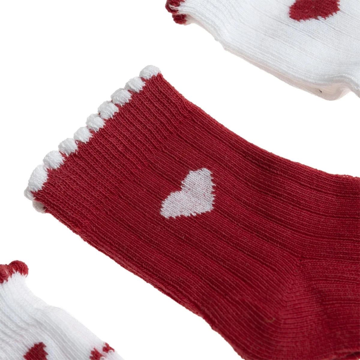 HelloBaby 3 Pack Heart Print Frill Ankle Baby Socks (Newborn to 2-3 Years) - Red Red - ebebek