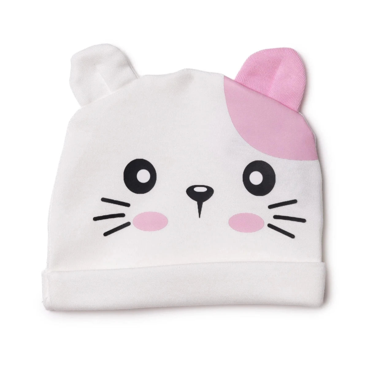 HelloBaby Cat Print Interlock Baby Hat (Newborn) Ecru - ebebek
