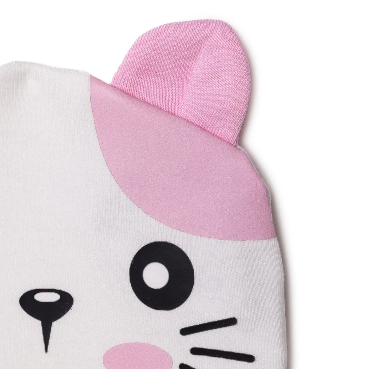 HelloBaby Cat Print Interlock Baby Hat (Newborn) Ecru - ebebek