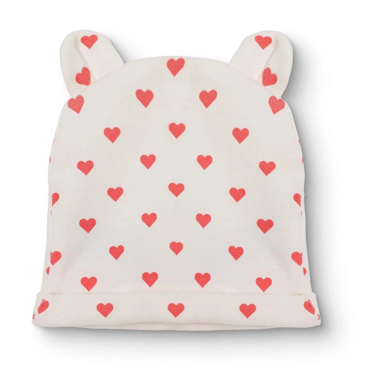 HelloBaby Heart Print Interlock Baby Hat (Newborn) Ecru Printed - ebebek