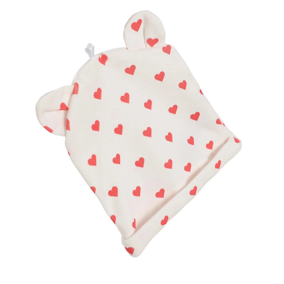 HelloBaby Heart Print Interlock Baby Hat (Newborn) Ecru Printed - ebebek