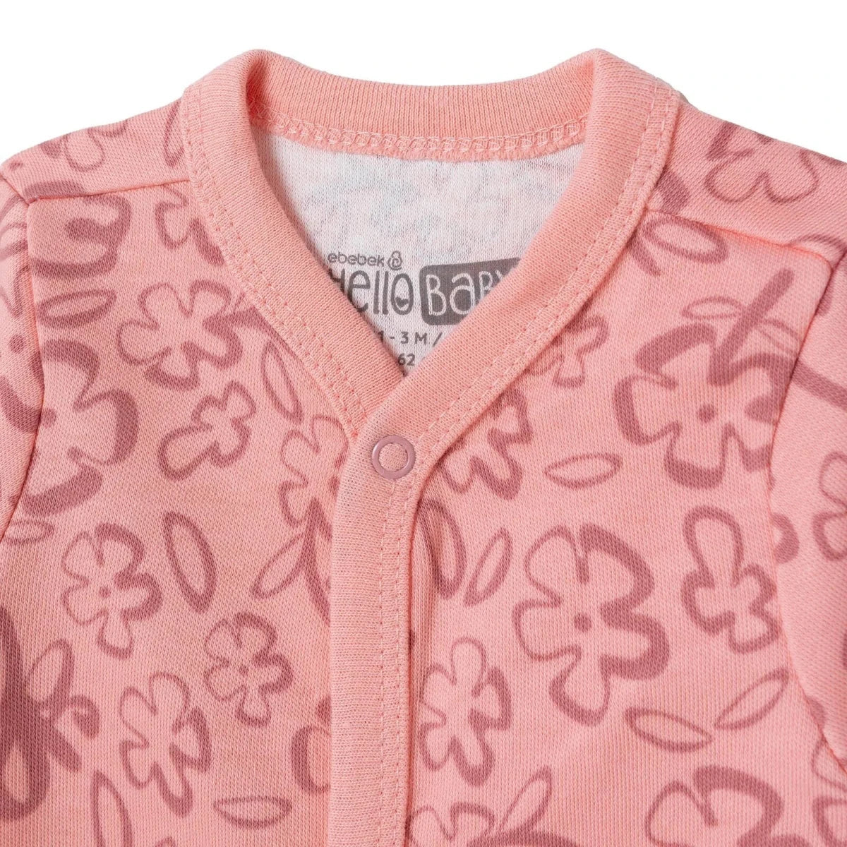 HelloBaby Floral Print Baby Bodysuit, Hat & Sleepsuit Set (Newborn to 3-6 Months) Pink - ebebek