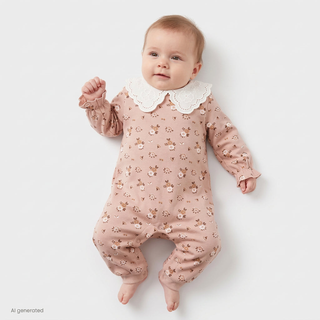 HelloBaby Floral Print Footless Baby Sleepsuit (Newborn to 6-9 Months) Pink - ebebek