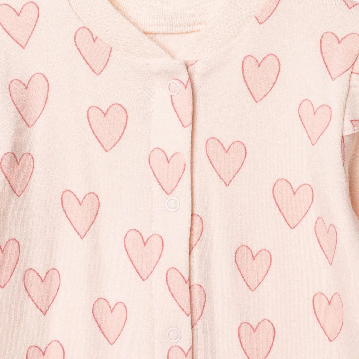 HelloBaby Heart Print Footless Baby Sleepsuit (Newborn to 6-9 Months) Pink - ebebek