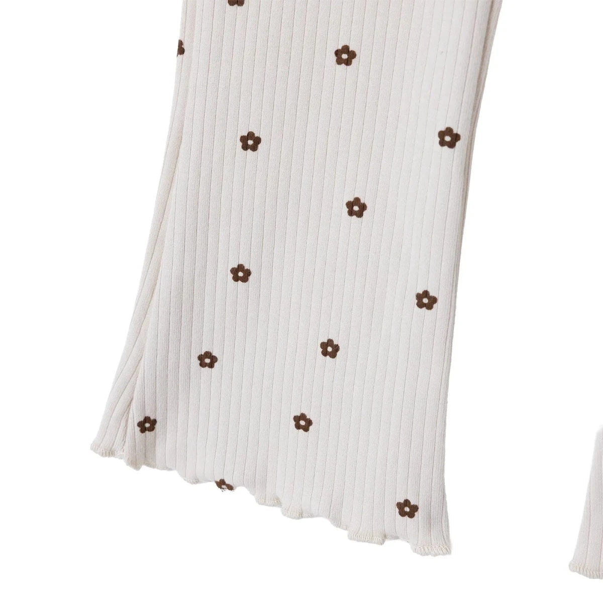 HelloBaby Floral Print Lightweight Ribbed Baby Leggings (3-6 Months to 4-5 Years) Ecru Printed - ebebek