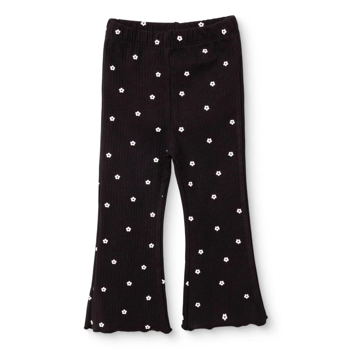 HelloBaby Floral Print Flared Ribbed Baby Leggings (6-9 Months to 2-3 Years) Black Printed - ebebek