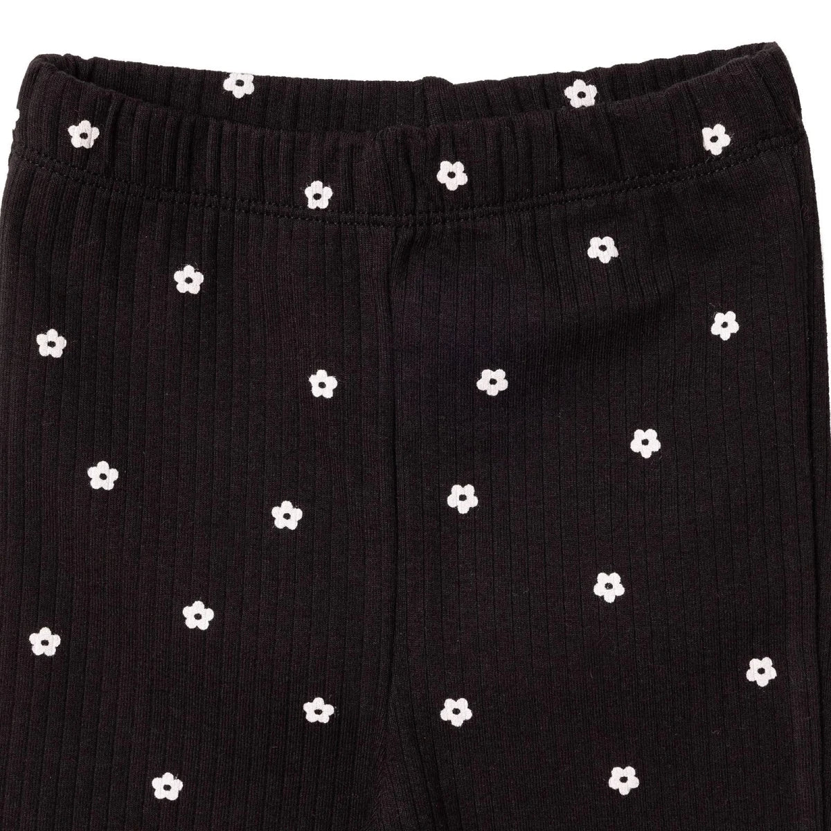 HelloBaby Floral Print Flared Ribbed Baby Leggings (6-9 Months to 2-3 Years) Black Printed - ebebek