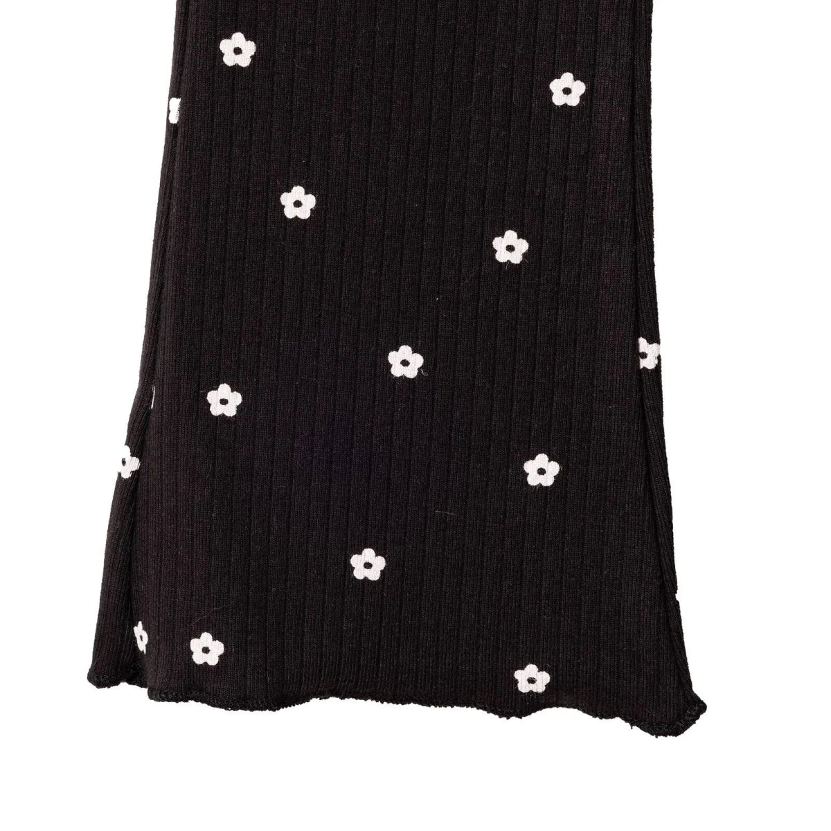 HelloBaby Floral Print Flared Ribbed Baby Leggings (6-9 Months to 2-3 Years) Black Printed - ebebek