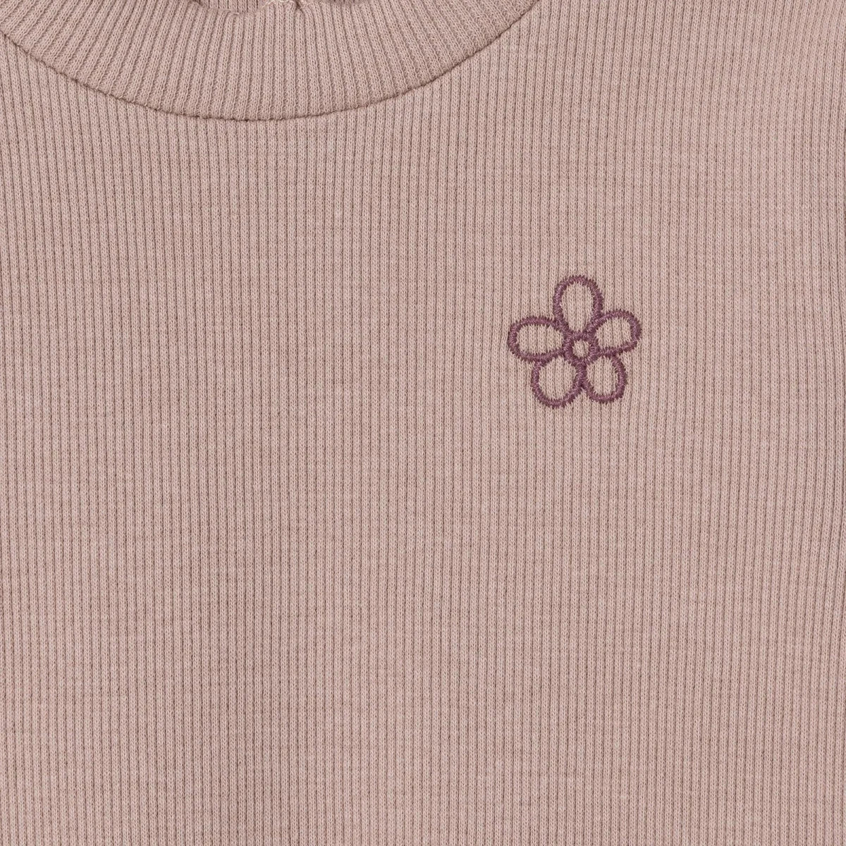 HelloBaby Frill Neck Embroidered Long Sleeve Baby T-Shirt (3-6 Months to 2-3 Years) Brown - ebebek