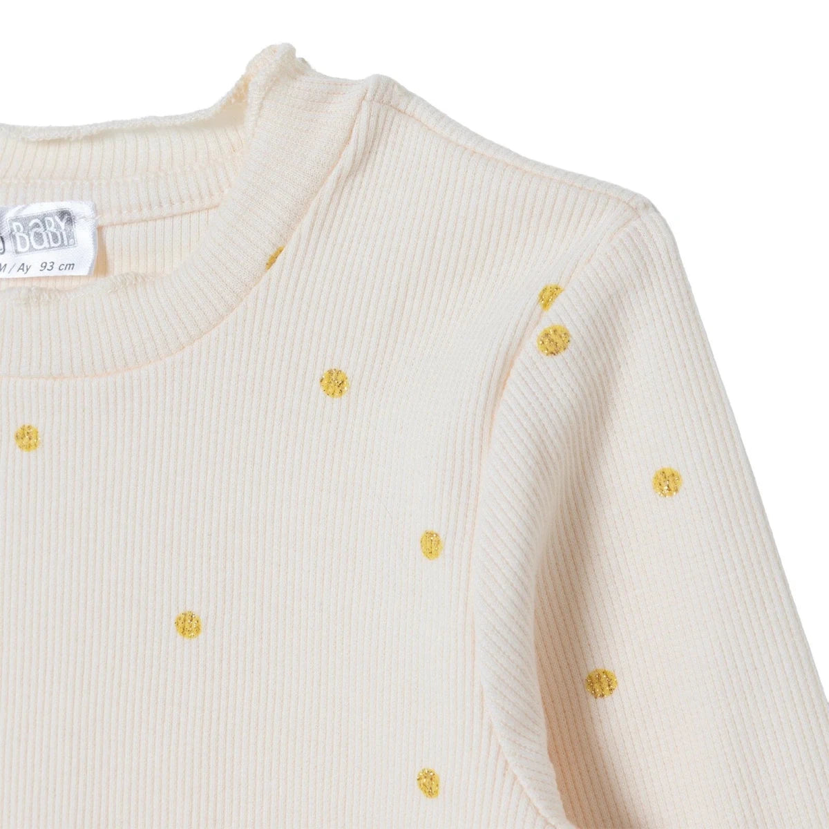 HelloBaby Polka Dot Print Long Sleeve Baby T-Shirt (3-6 Months to 2-3 Years) Ecru Printed - ebebek