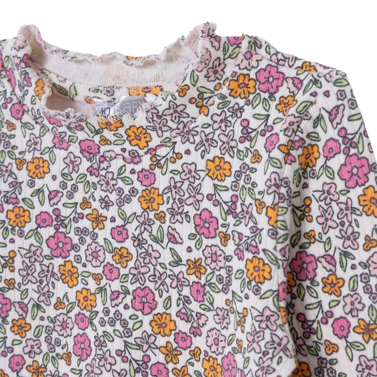 HelloBaby Floral Print Long Sleeve Baby T-Shirt (3-6 Months to 2-3 Years) Ecru Printed - ebebek