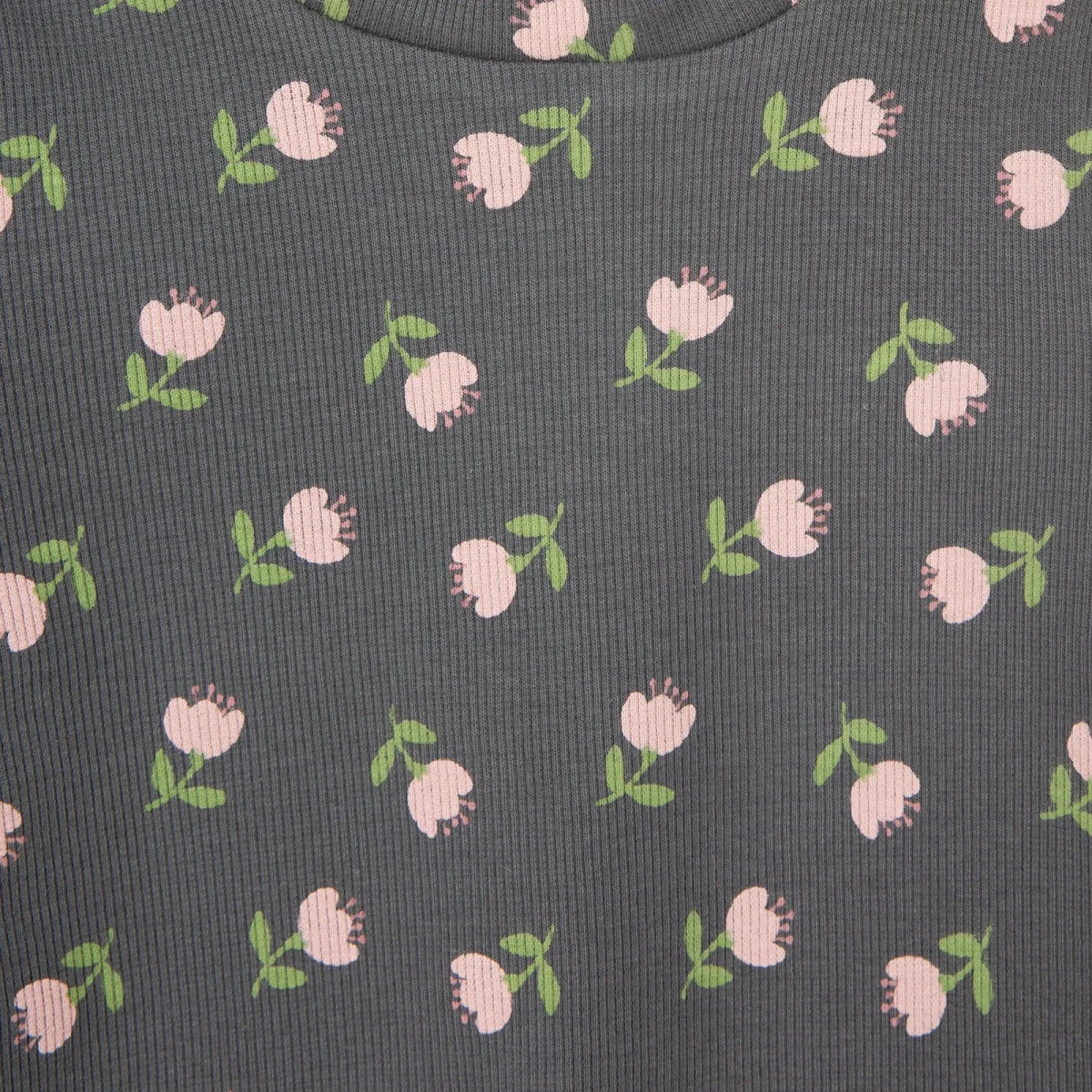 HelloBaby Frill Neck Floral Print Long Sleeve Baby T-Shirt (3-6 Months to 2-3 Years) Grey Printed - ebebek