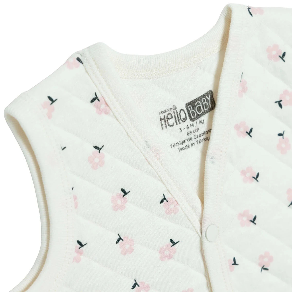HelloBaby Animal Print Crew Neck Quilted Baby Gilet (1-3 Months to 18 Months-2 Years) Ecru Printed - ebebek