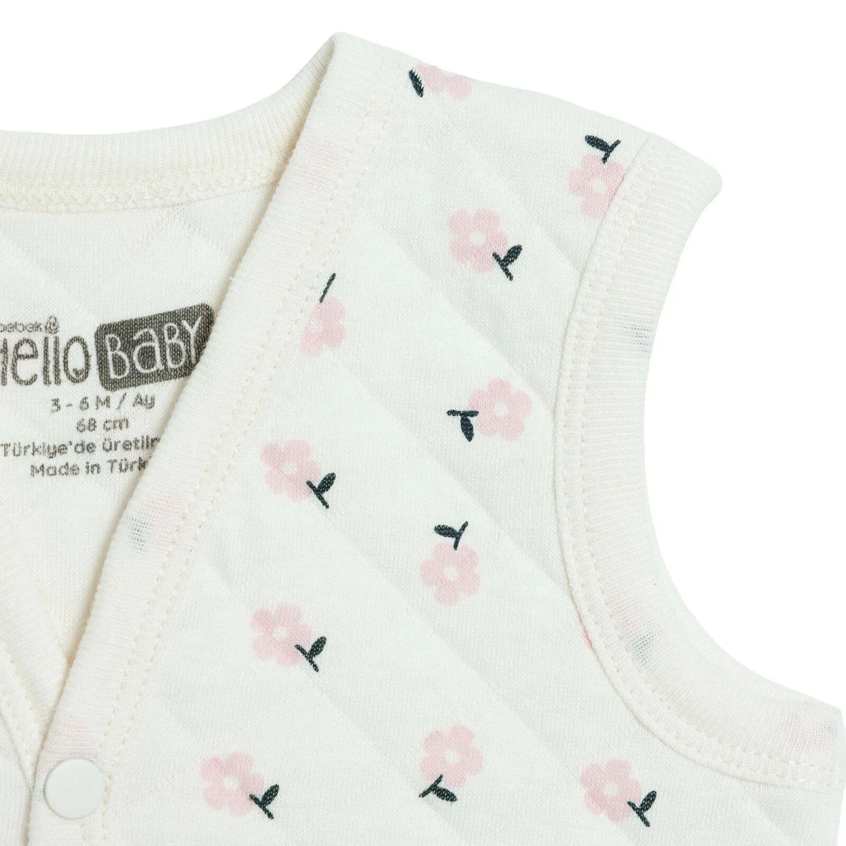 HelloBaby Animal Print Crew Neck Quilted Baby Gilet (1-3 Months to 18 Months-2 Years) Ecru Printed - ebebek