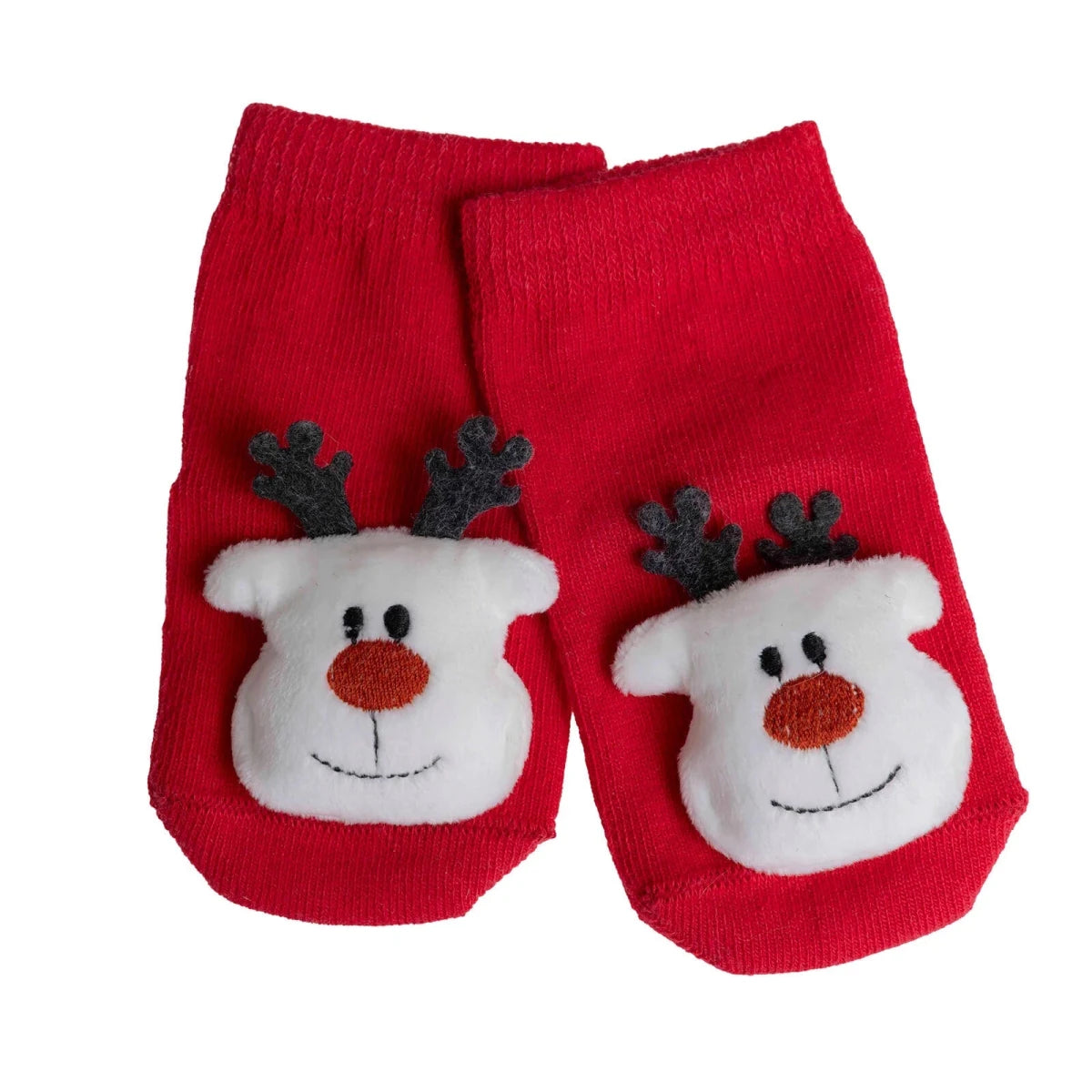 HelloBaby Reindeer Print Animal Novelty Baby Socks (Newborn to 12 Months) Red - ebebek