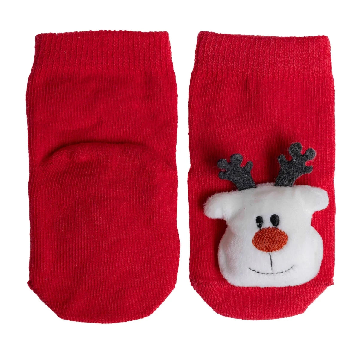 HelloBaby Reindeer Print Animal Novelty Baby Socks (Newborn to 12 Months) Red - ebebek