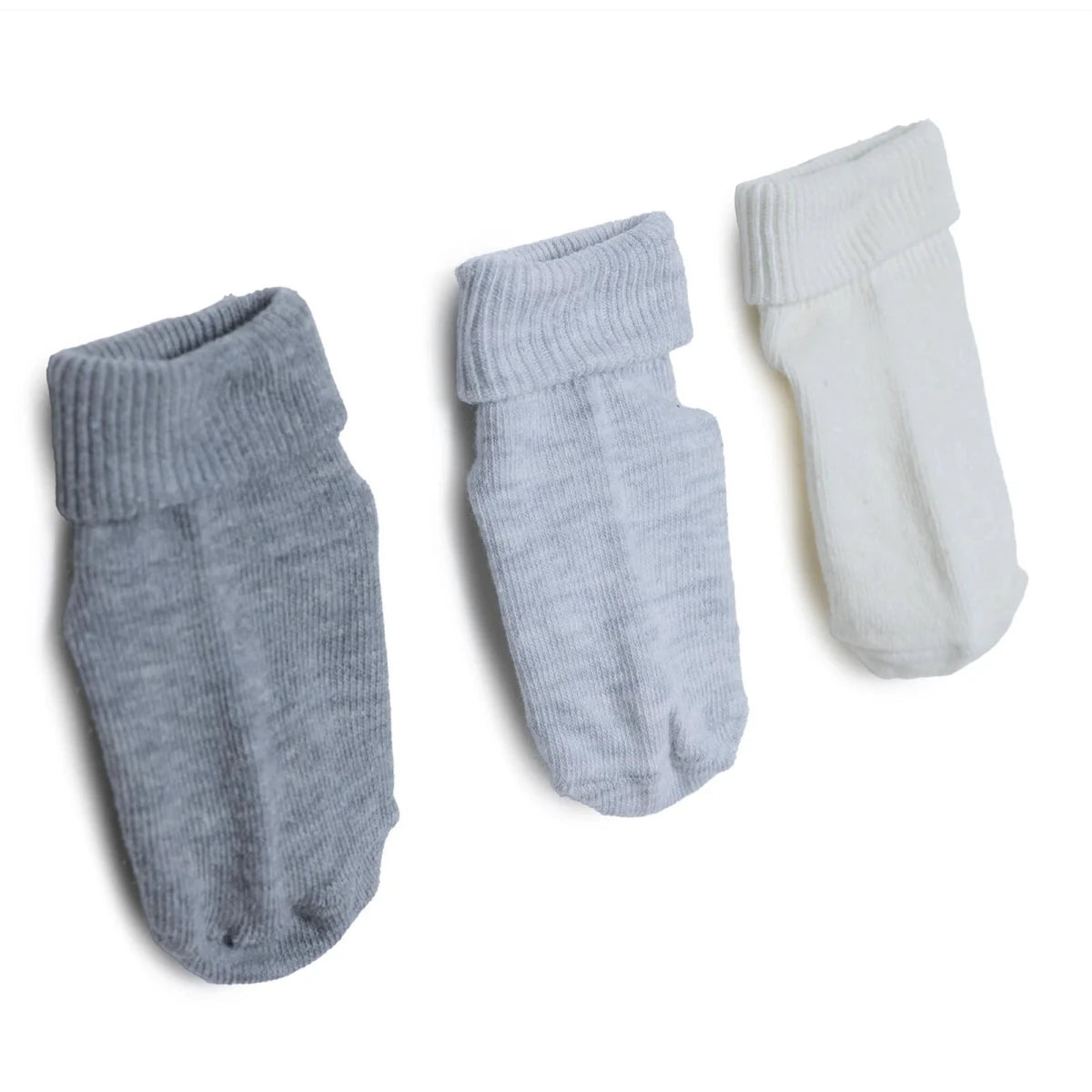 HelloBaby 3 Pack Roll-Top Baby Socks (Newborn to 12-24 Months) Grey - ebebek