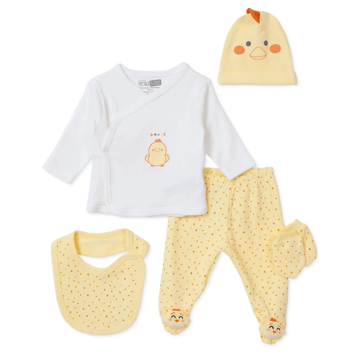 HelloBaby 5 Piece Rooster Print Baby Hospital Bag Set (Newborn) Ecru - ebebek