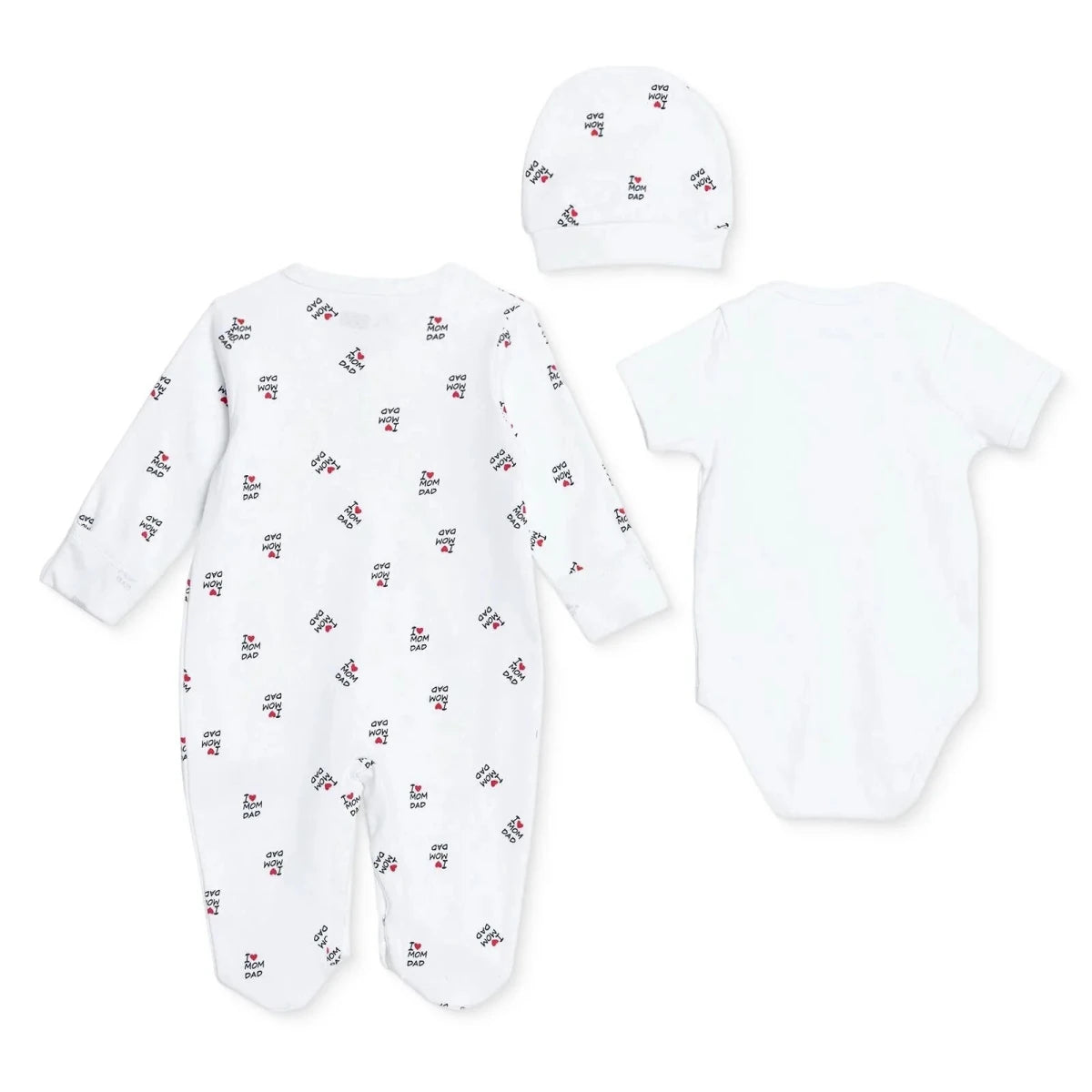HelloBaby Slogan Print Baby Bodysuit, Hat & Footed Sleepsuit Set (Newborn to 6-9 Months) Ecru - ebebek