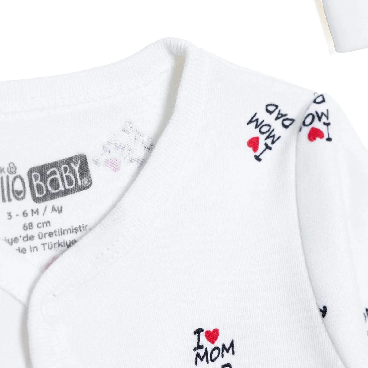 HelloBaby Slogan Print Baby Bodysuit, Hat & Footed Sleepsuit Set (Newborn to 6-9 Months) Ecru - ebebek