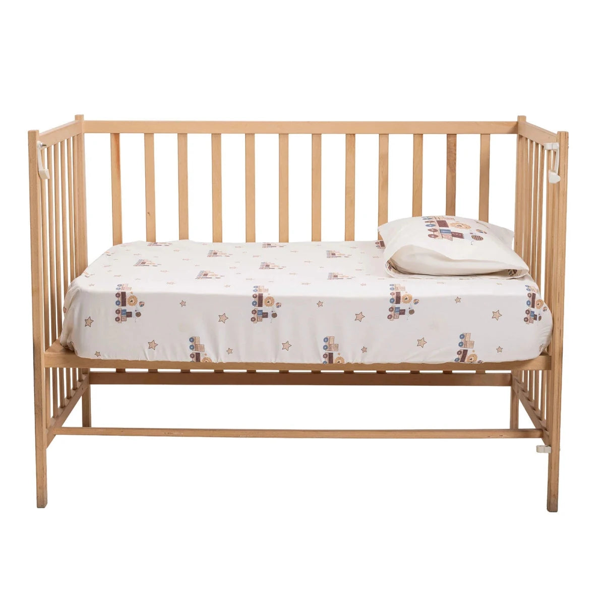 Little Dreams Vehicle Print Cot Bed Sheet Set (70 x 140 cm) Beige Printed - ebebek