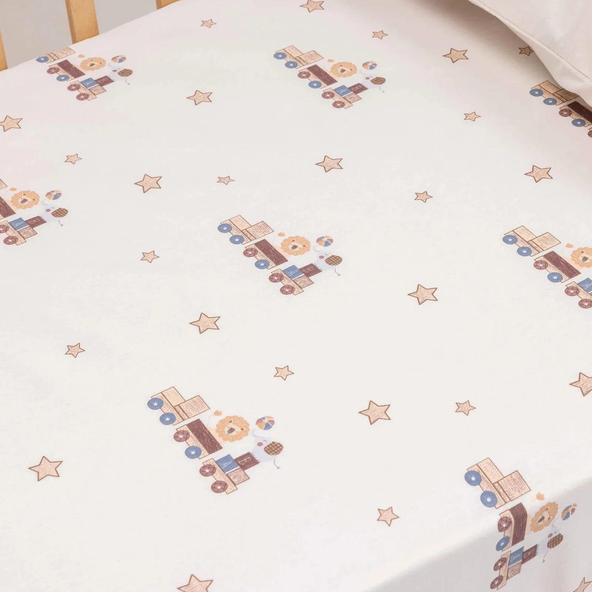 Little Dreams Vehicle Print Cot Bed Sheet Set (70 x 140 cm) Beige Printed - ebebek