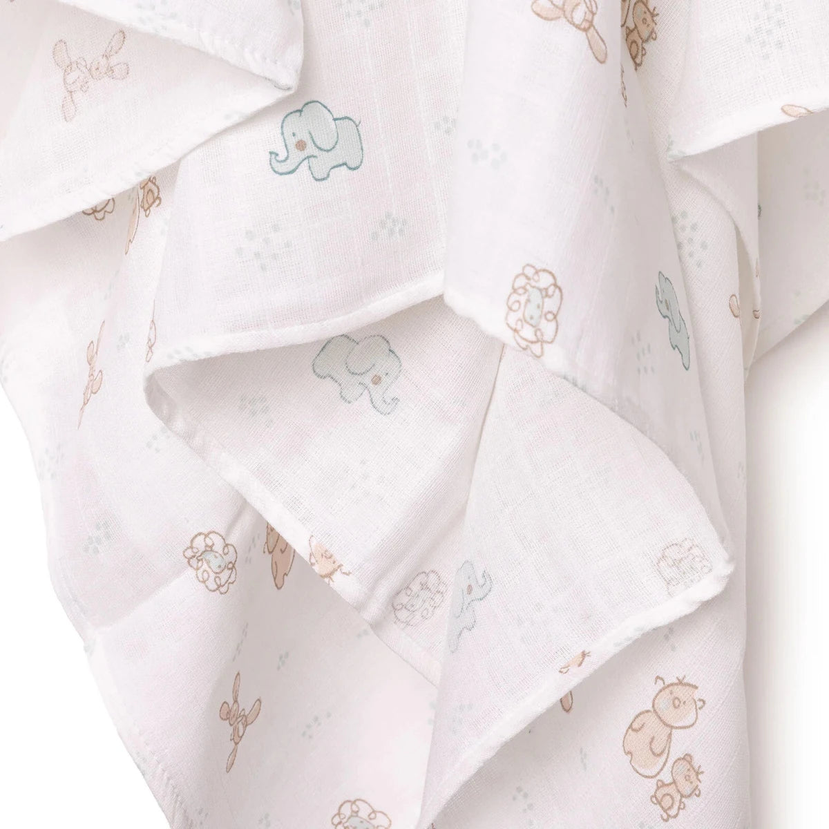 Little Dreams Animal Print Muslin Baby Blanket (100 x 110 cm) White - ebebek