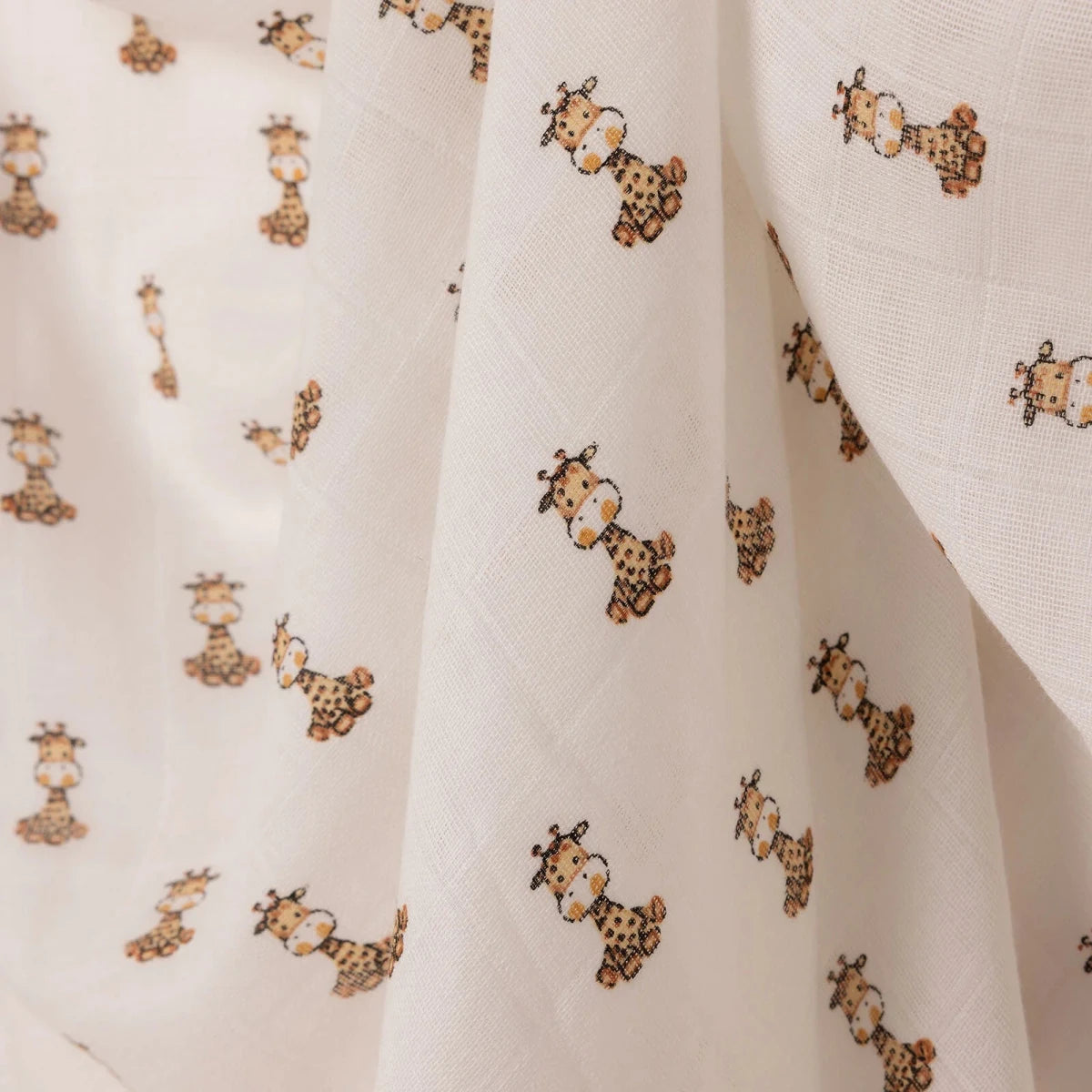 Little Dreams Tie-Fastening Animal Print Muslin Baby Blanket (100 x 110 cm) White - ebebek
