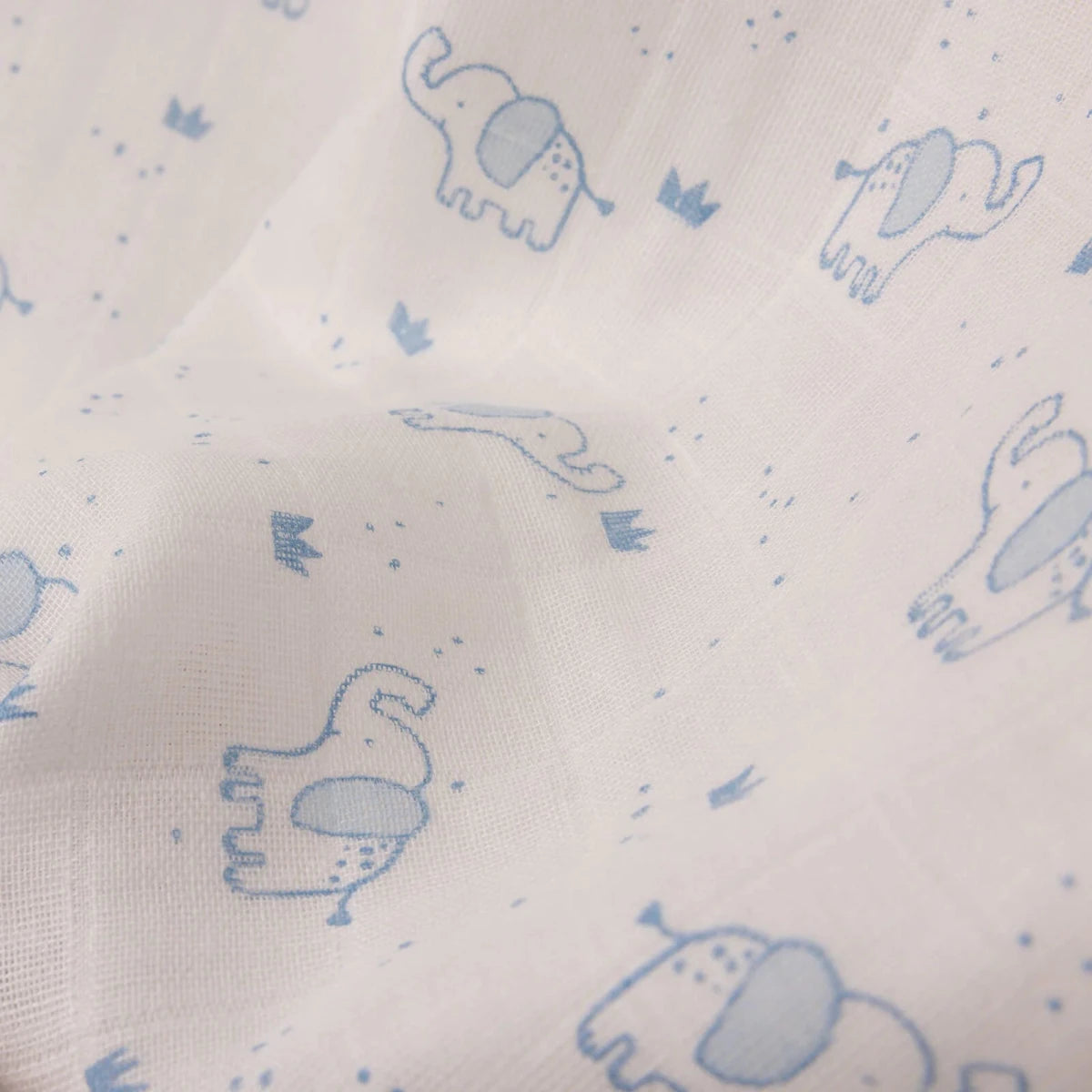Little Dreams Elephant Print Muslin Baby Blanket (100 x 110 cm) White - ebebek