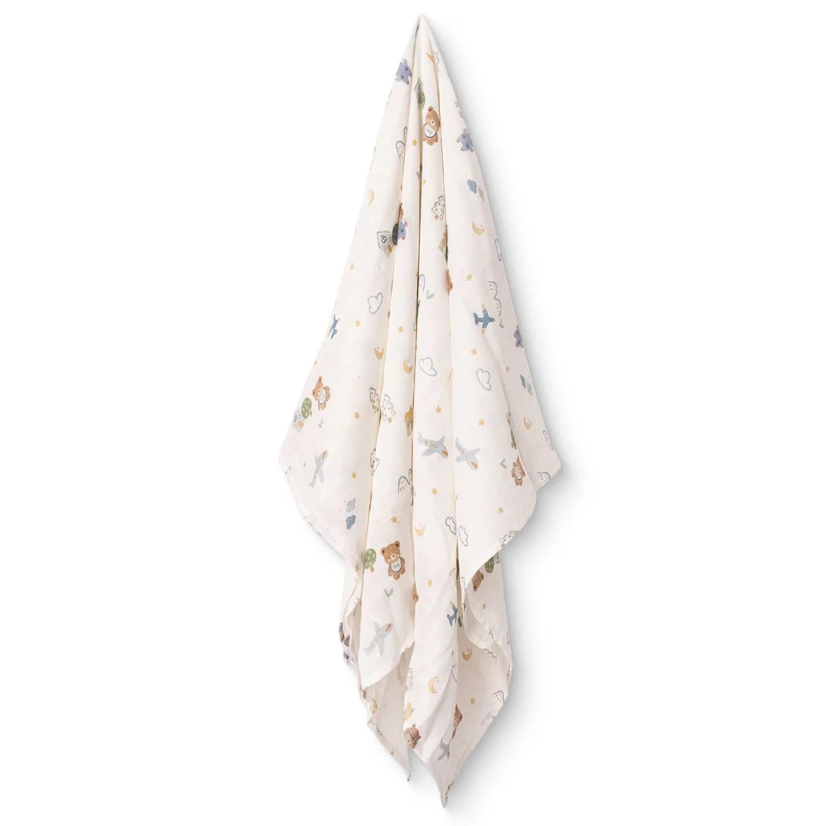 Little Dreams Bear Print Muslin Baby Blanket (100 x 110 cm) Ecru - ebebek