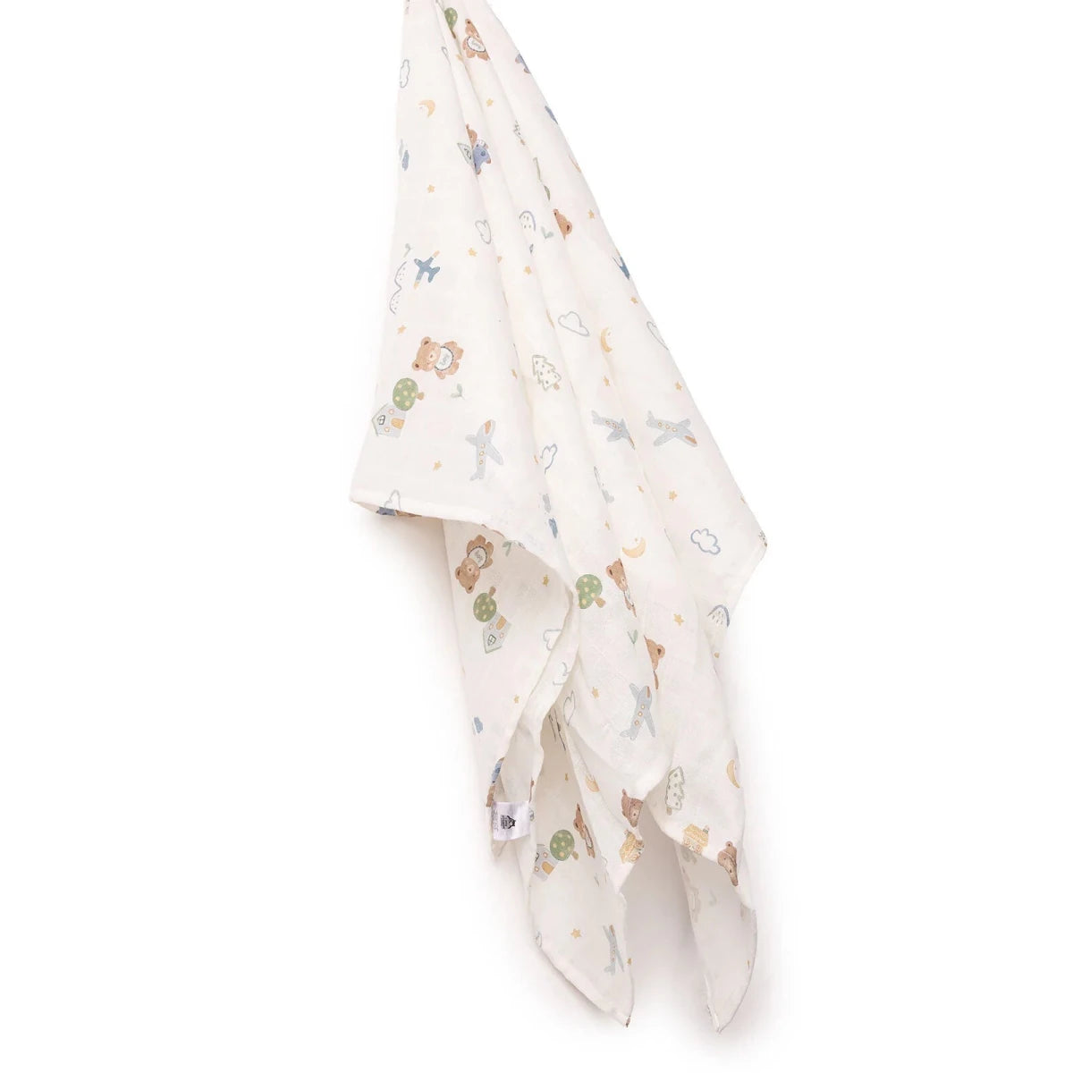 Little Dreams Bear Print Muslin Baby Blanket (100 x 110 cm) Ecru - ebebek