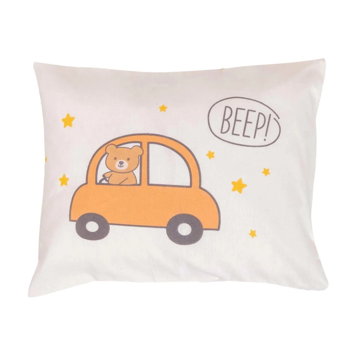 Little Dreams Vehicle Print Baby Pillowcase (35 x 45 cm) Ecru Printed - ebebek