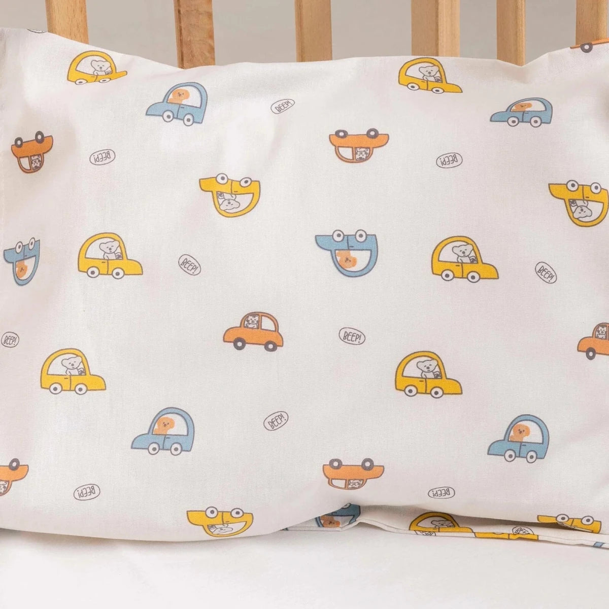 Little Dreams Vehicle Print Baby Pillowcase (35 x 45 cm) Ecru Printed - ebebek