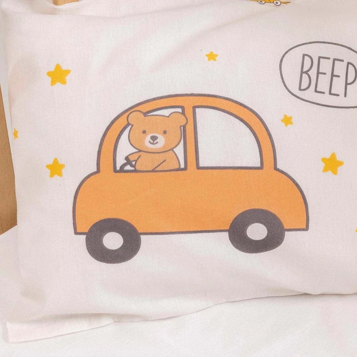 Little Dreams Vehicle Print Baby Pillowcase (35 x 45 cm) Ecru Printed - ebebek